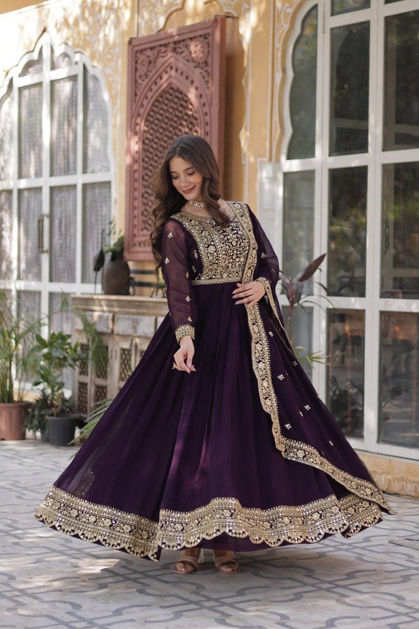 Premium Designer Readymade Gown with Dupatta Set