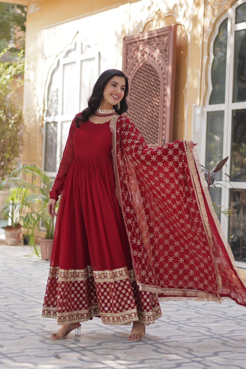 Premium Designer Readymade Gown with Dupatta Set
