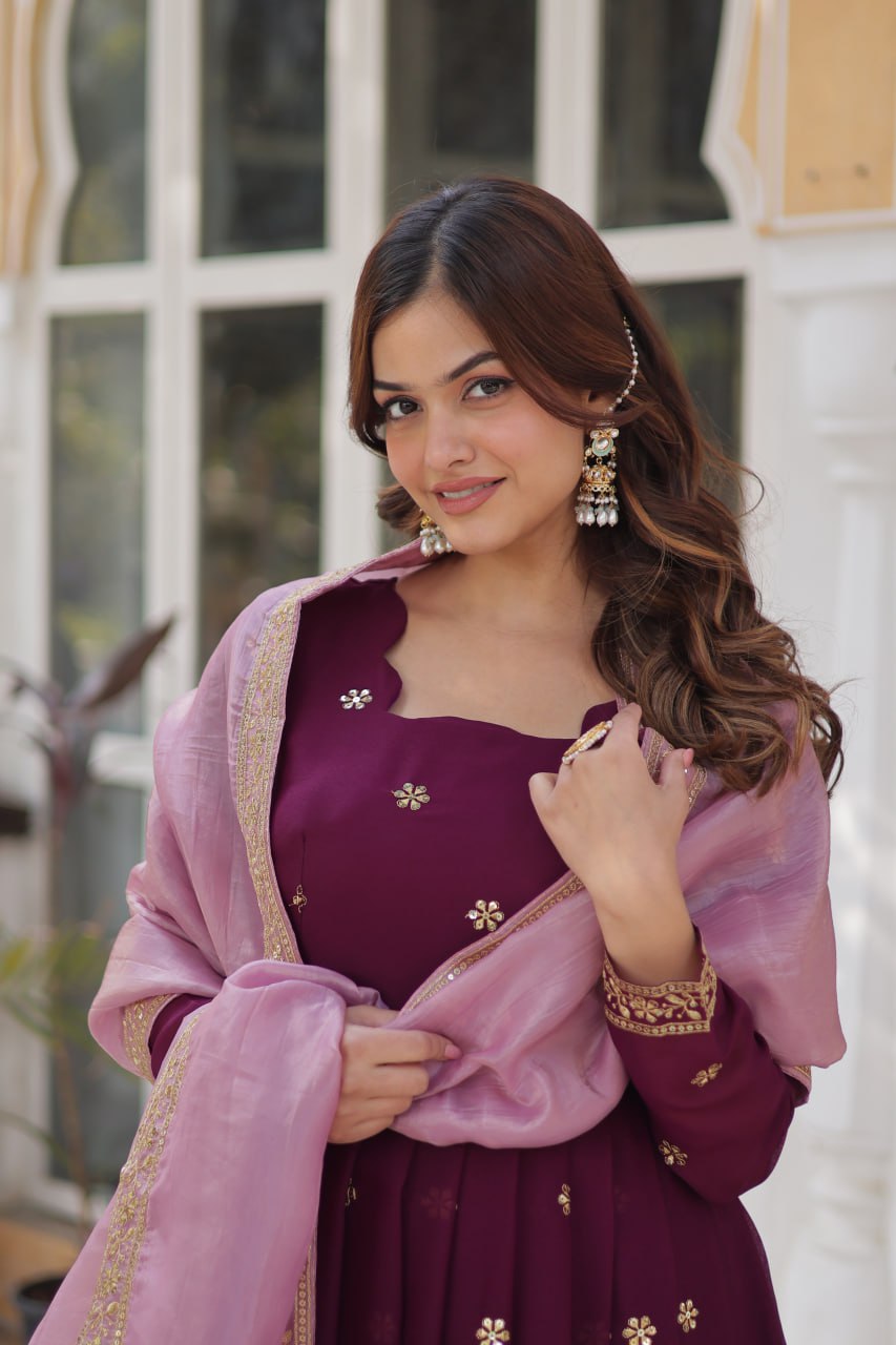 Premium Designer Readymade Gown with Dupatta Set