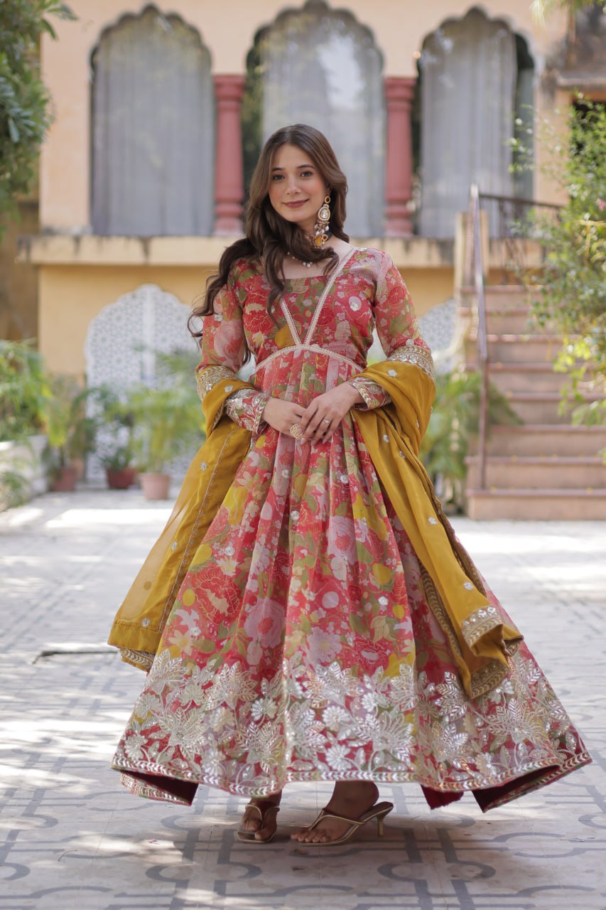 Premium Alia Cut Readymade Gown with Dupatta Set