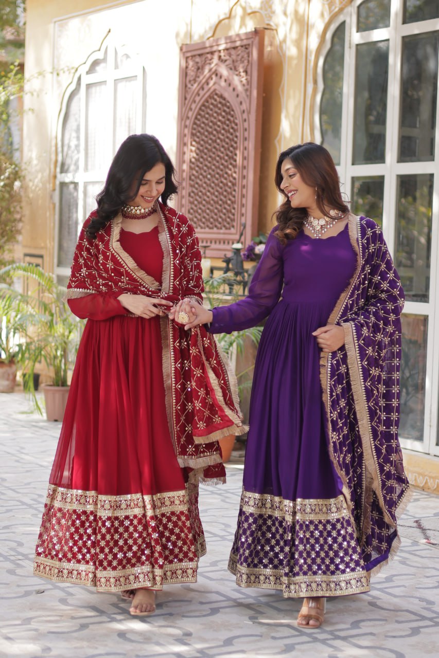 Premium Designer Readymade Gown with Dupatta Set