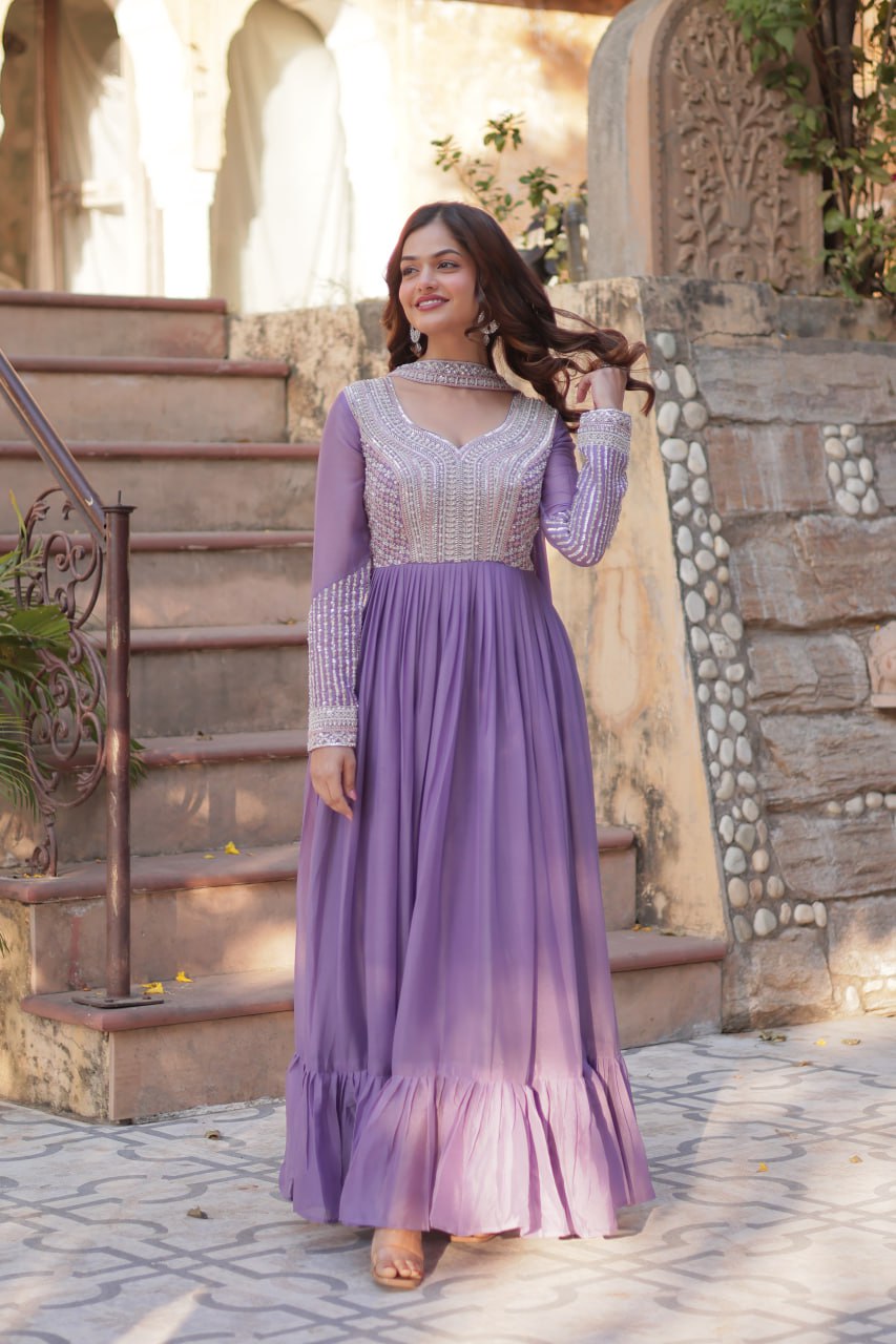 Premium Designer Readymade Gown with Dupatta Set