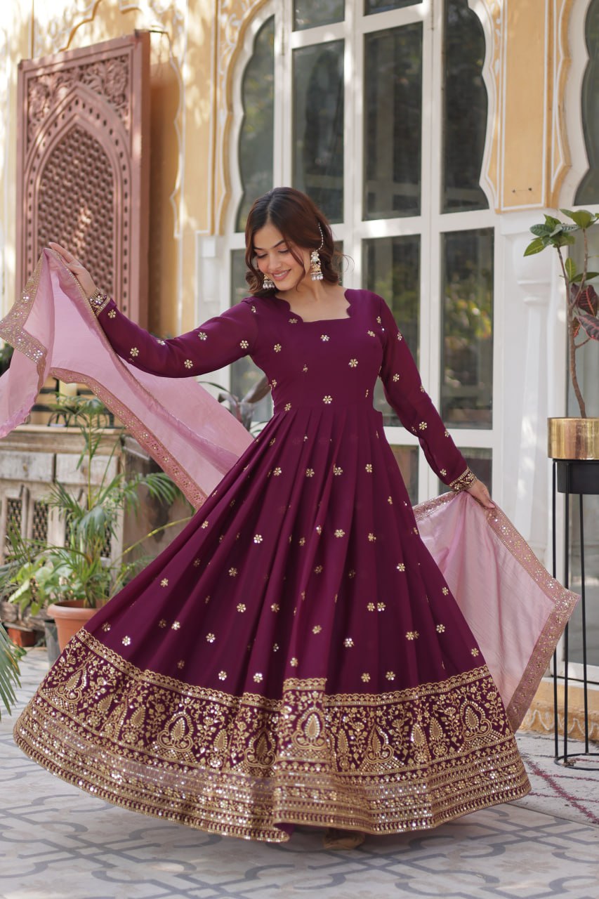 Premium Designer Readymade Gown with Dupatta Set