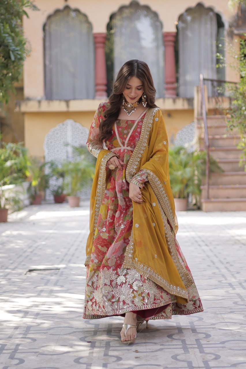 Premium Alia Cut Readymade Gown with Dupatta Set