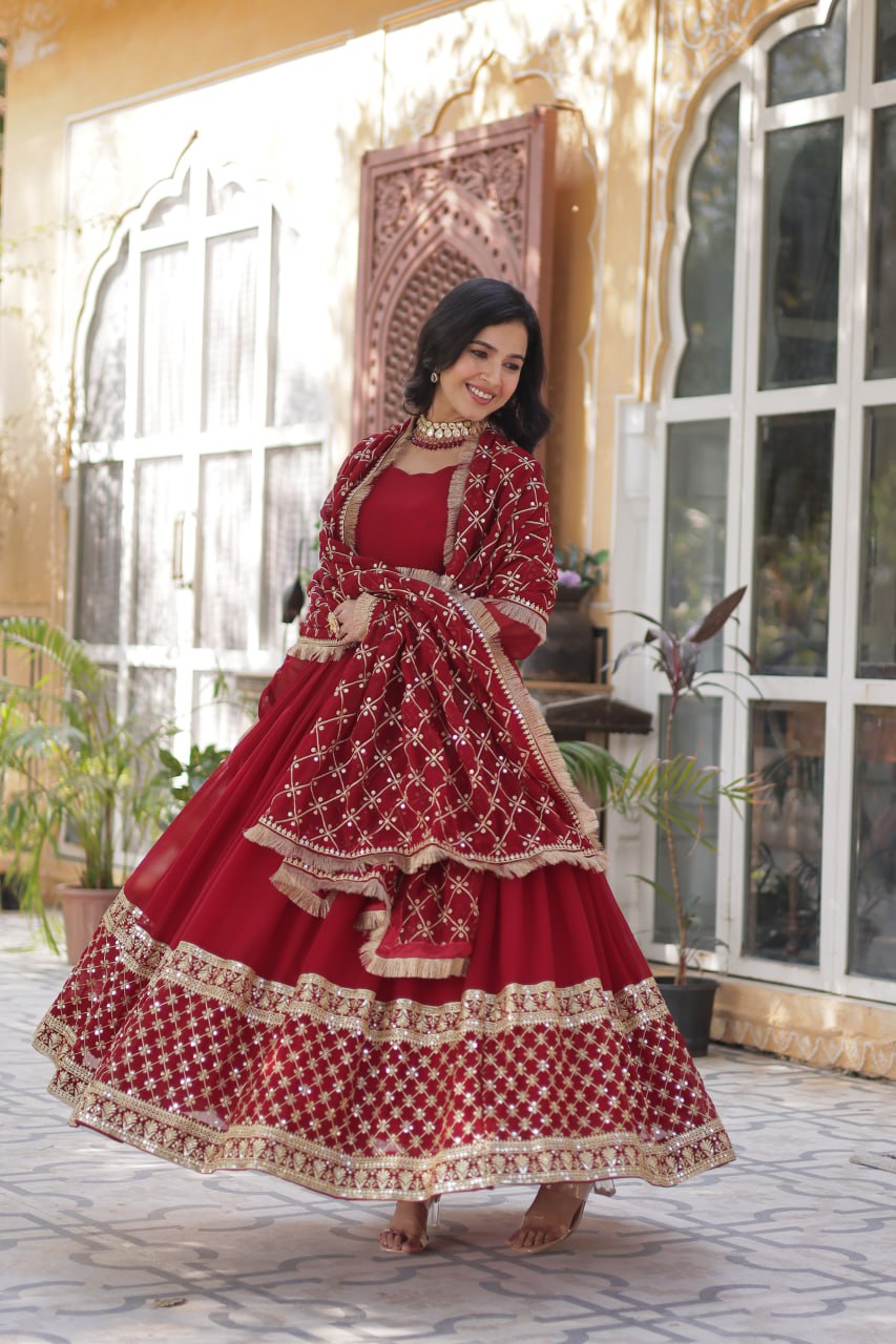 Premium Designer Readymade Gown with Dupatta Set