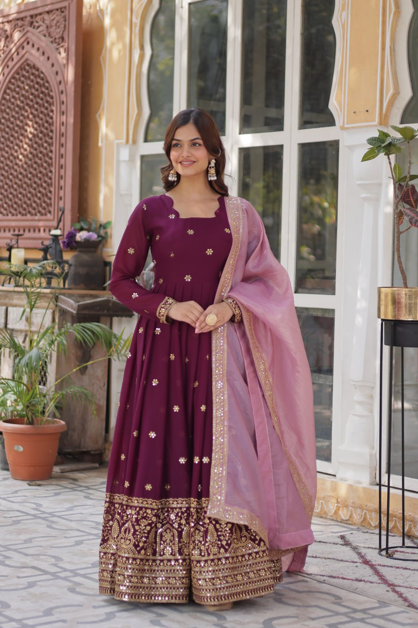 Premium Designer Readymade Gown with Dupatta Set