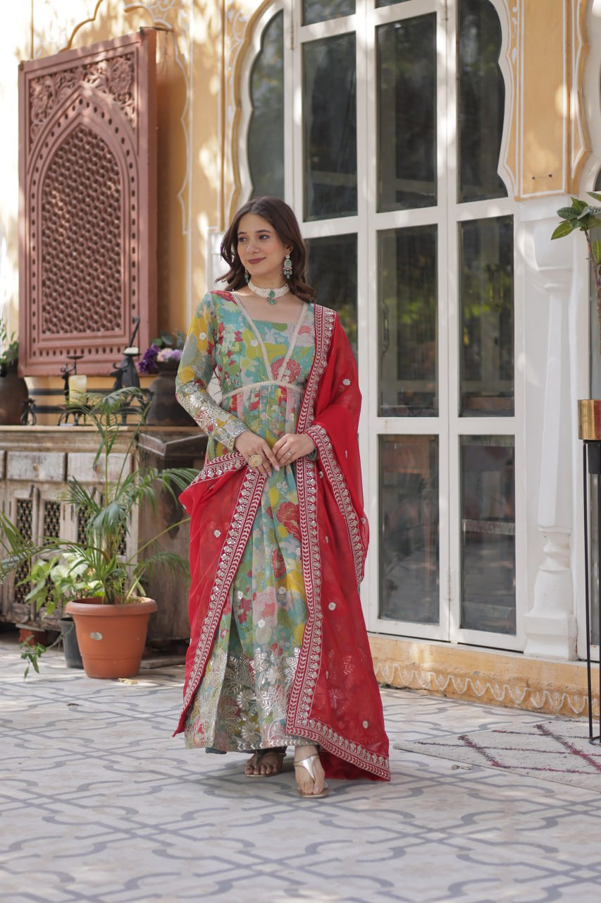 Premium Alia Cut Readymade Gown with Dupatta Set