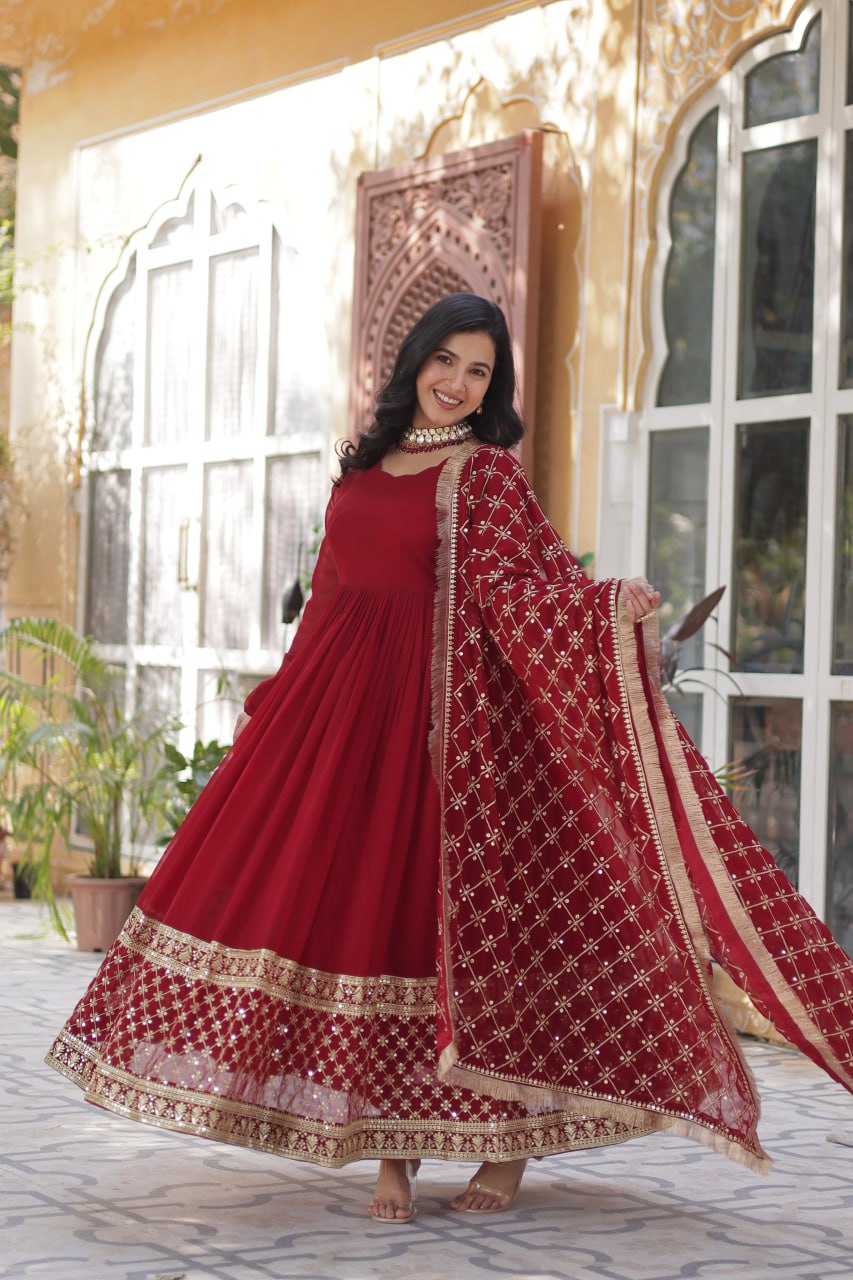 Premium Designer Readymade Gown with Dupatta Set