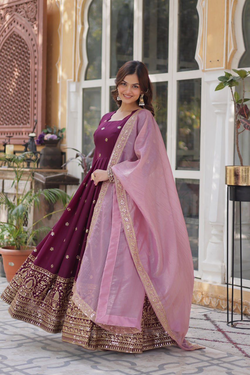 Premium Designer Readymade Gown with Dupatta Set