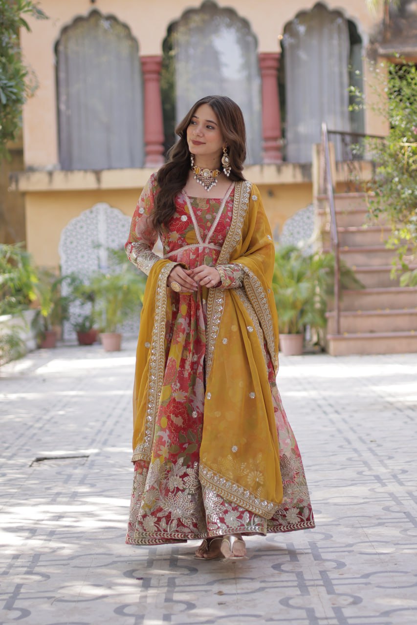 Premium Alia Cut Readymade Gown with Dupatta Set