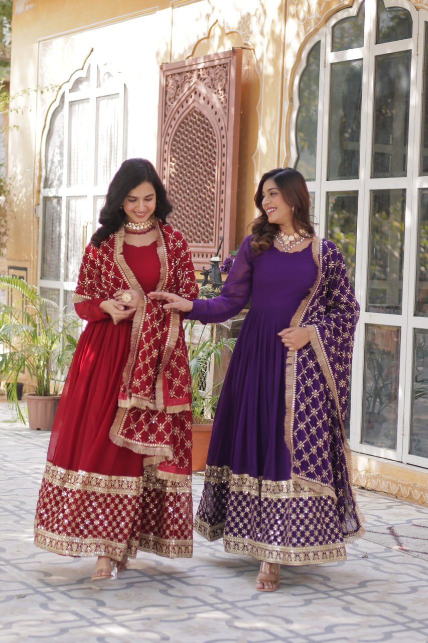 Premium Designer Readymade Gown with Dupatta Set