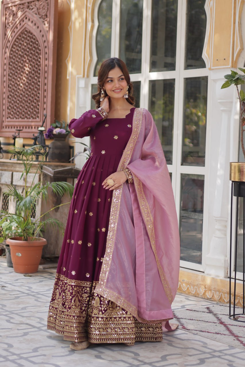 Premium Designer Readymade Gown with Dupatta Set