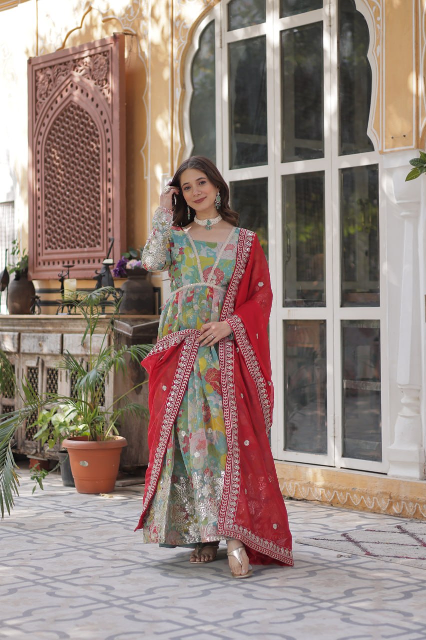 Premium Alia Cut Readymade Gown with Dupatta Set
