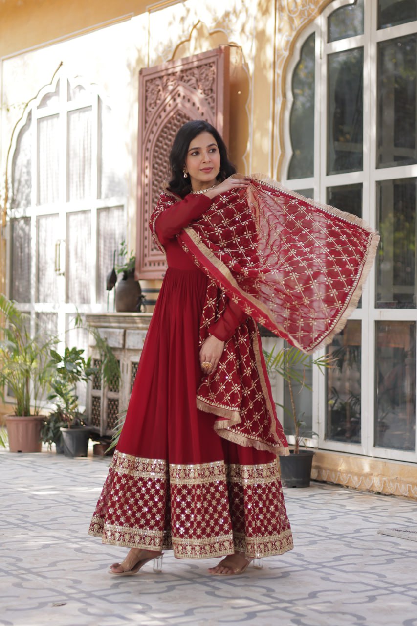 Premium Designer Readymade Gown with Dupatta Set