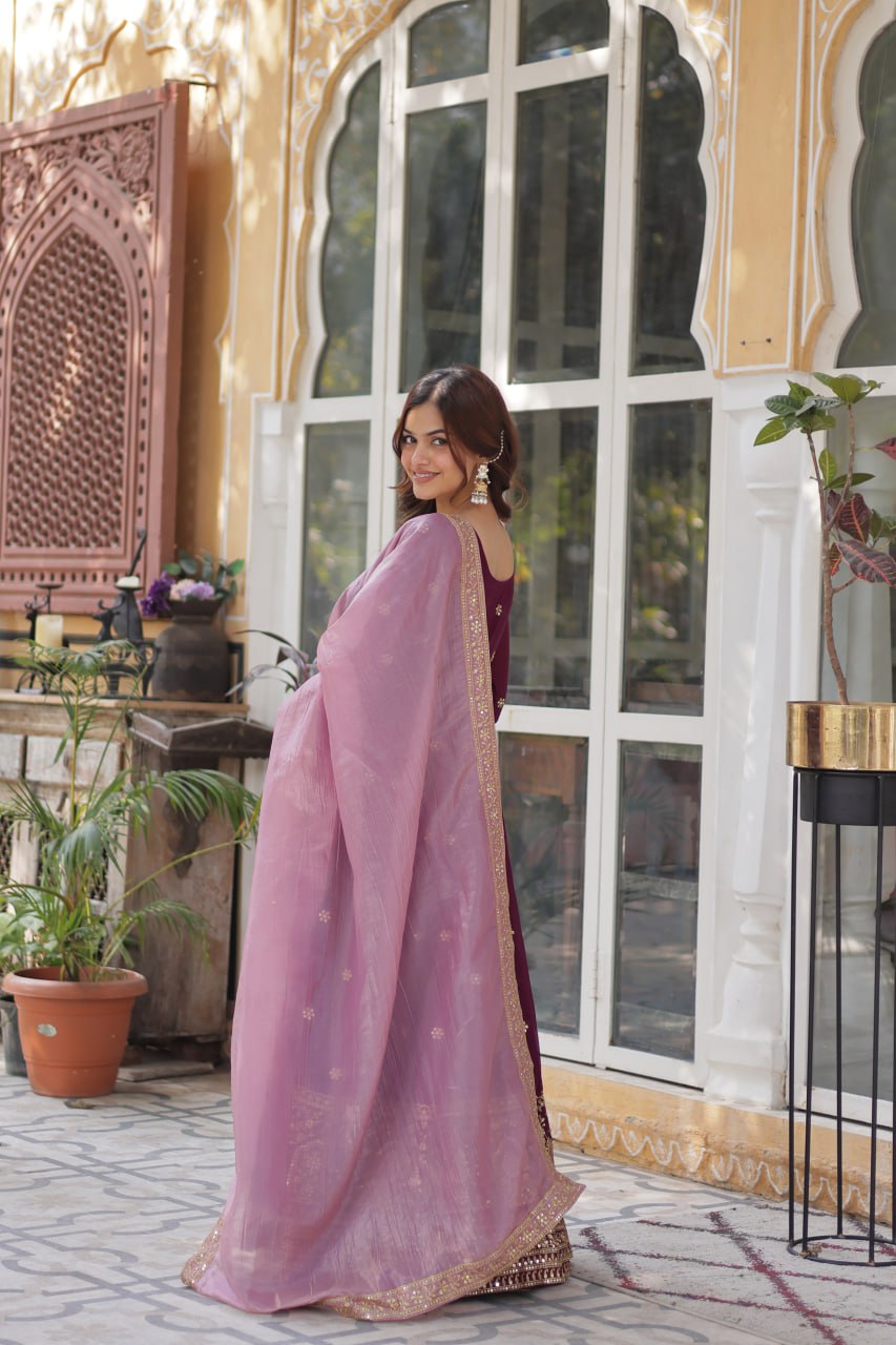 Premium Designer Readymade Gown with Dupatta Set