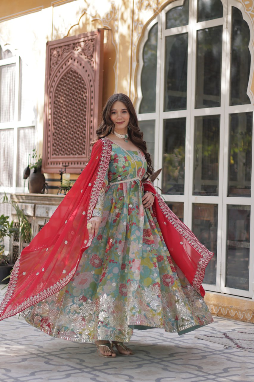 Premium Alia Cut Readymade Gown with Dupatta Set