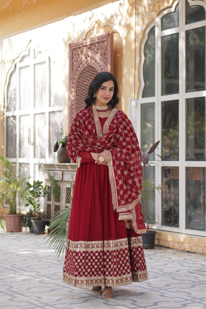 Premium Designer Readymade Gown with Dupatta Set