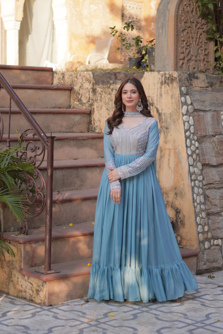 Premium Designer Readymade Gown with Dupatta Set