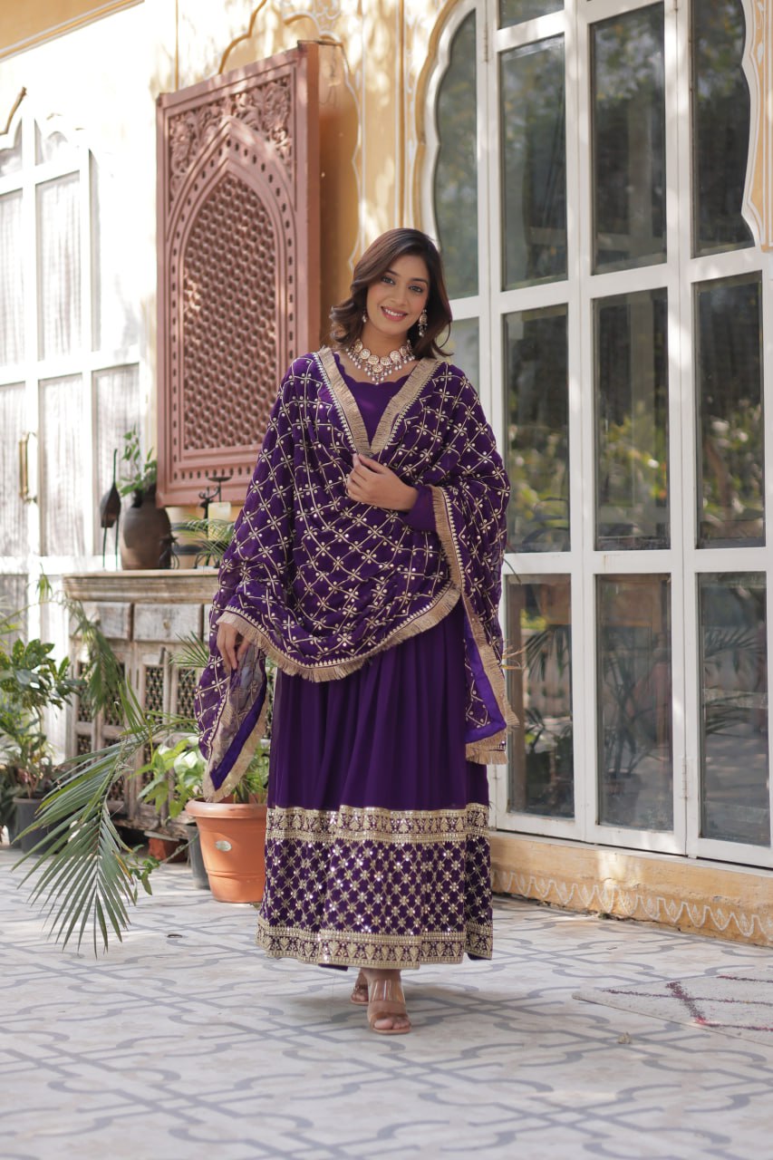 Premium Designer Readymade Gown with Dupatta Set