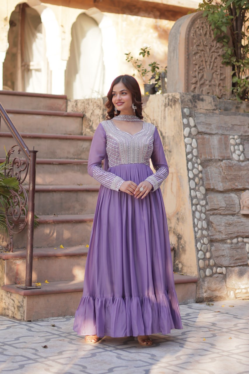 Premium Designer Readymade Gown with Dupatta Set