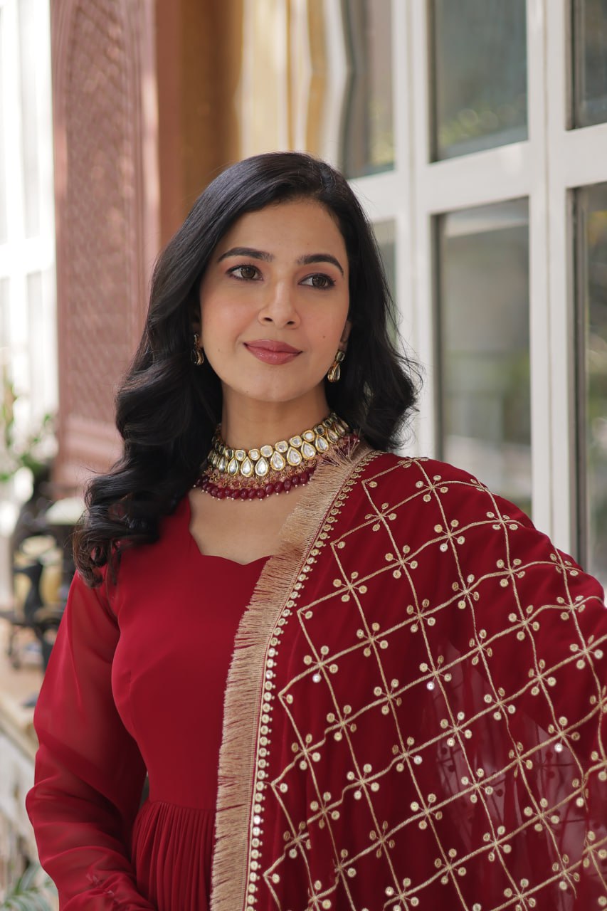 Premium Designer Readymade Gown with Dupatta Set