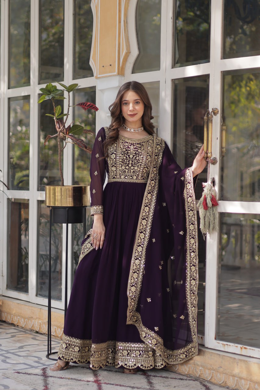 Premium Designer Readymade Gown with Dupatta Set