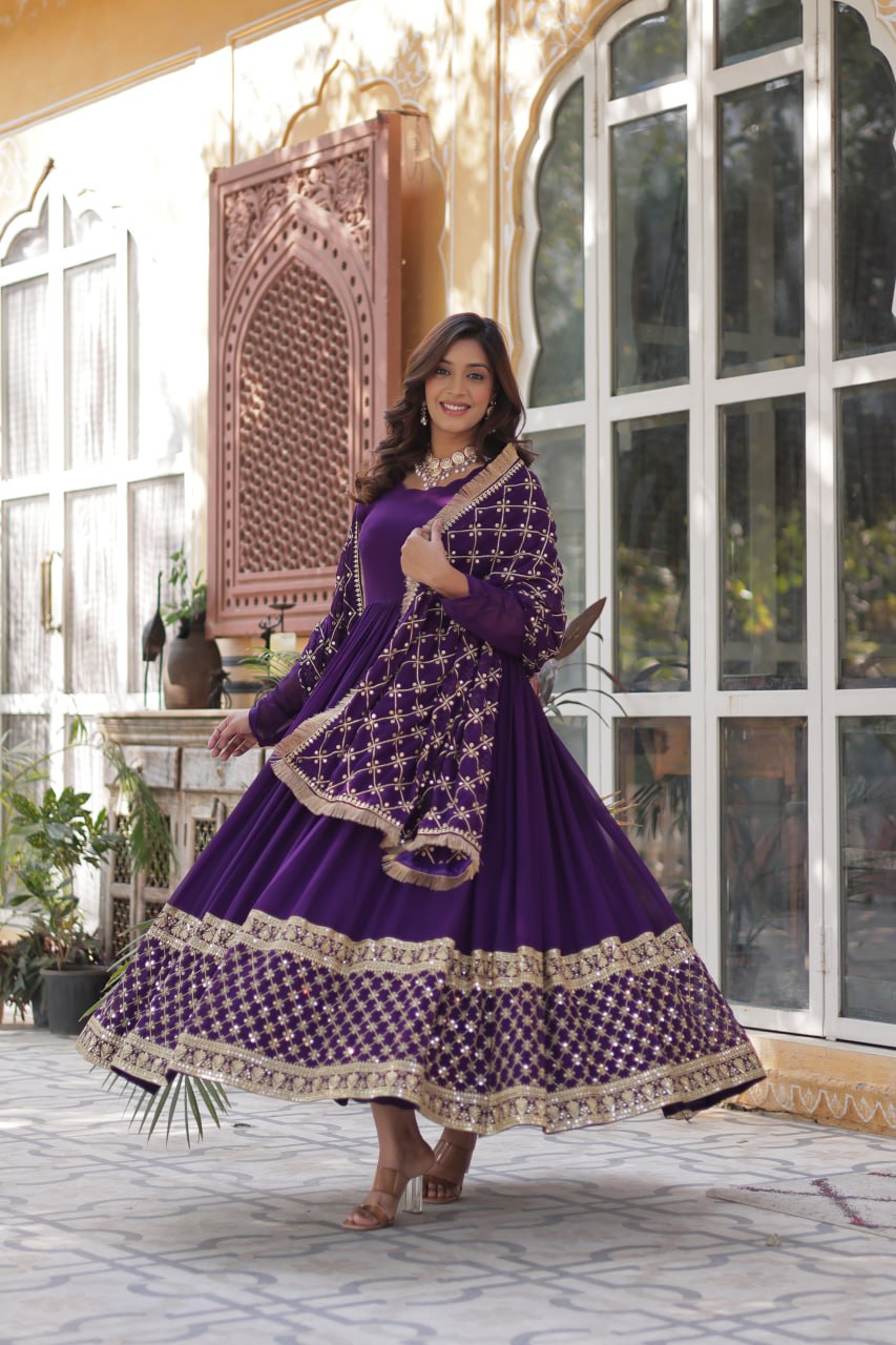 Premium Designer Readymade Gown with Dupatta Set