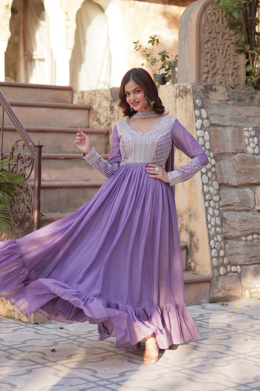 Premium Designer Readymade Gown with Dupatta Set