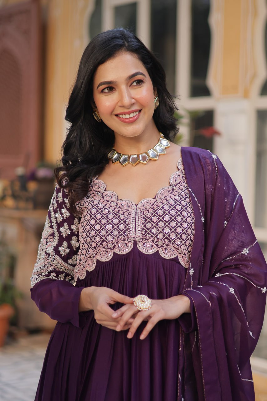 Premium Designer Readymade Gown with Dupatta Set