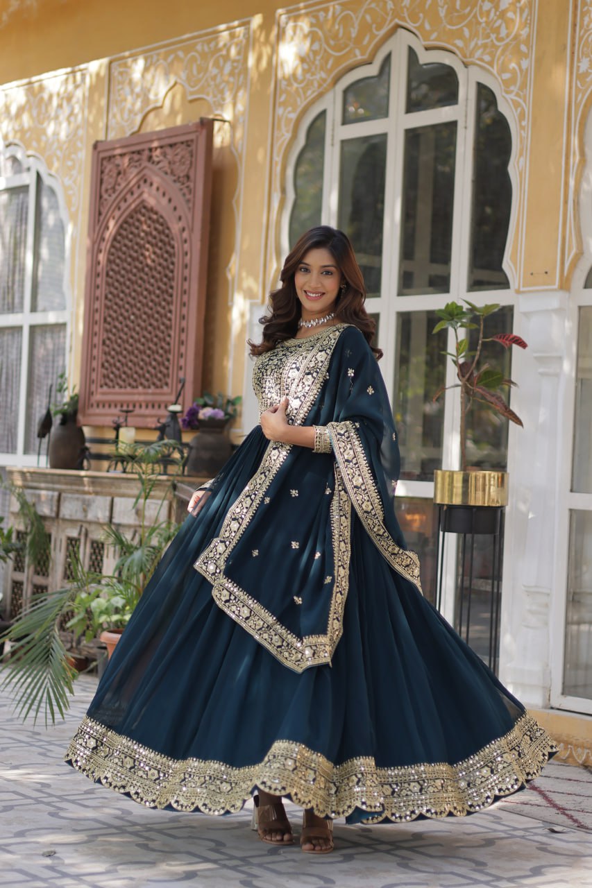 Premium Designer Readymade Gown with Dupatta Set