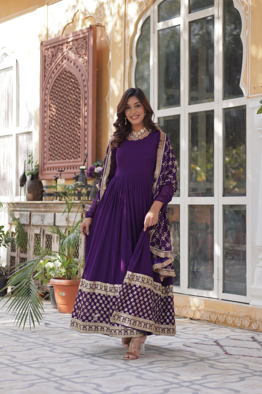 Premium Designer Readymade Gown with Dupatta Set