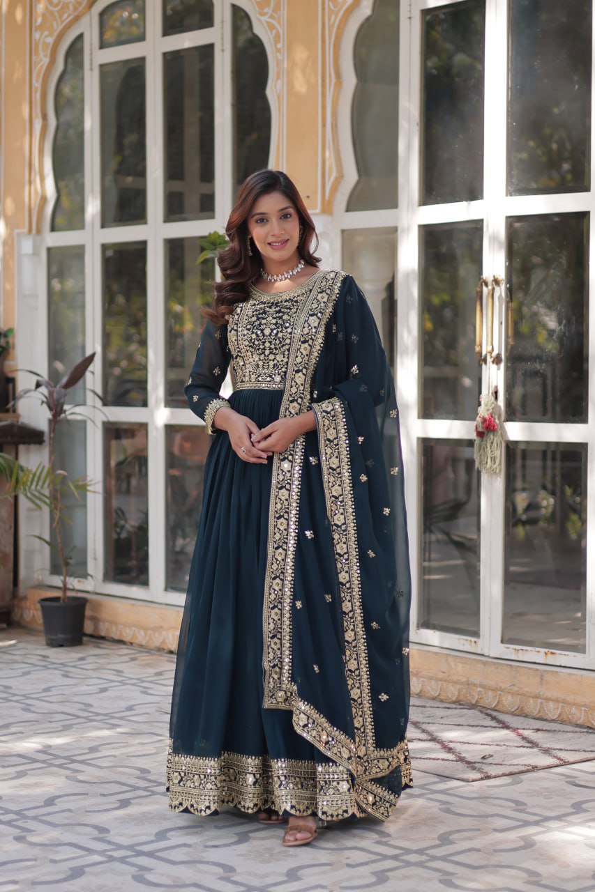 Premium Designer Readymade Gown with Dupatta Set