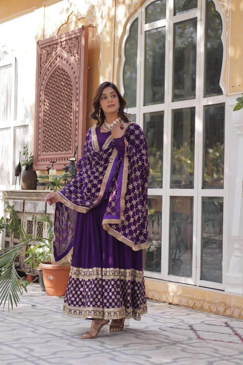 Premium Designer Readymade Gown with Dupatta Set