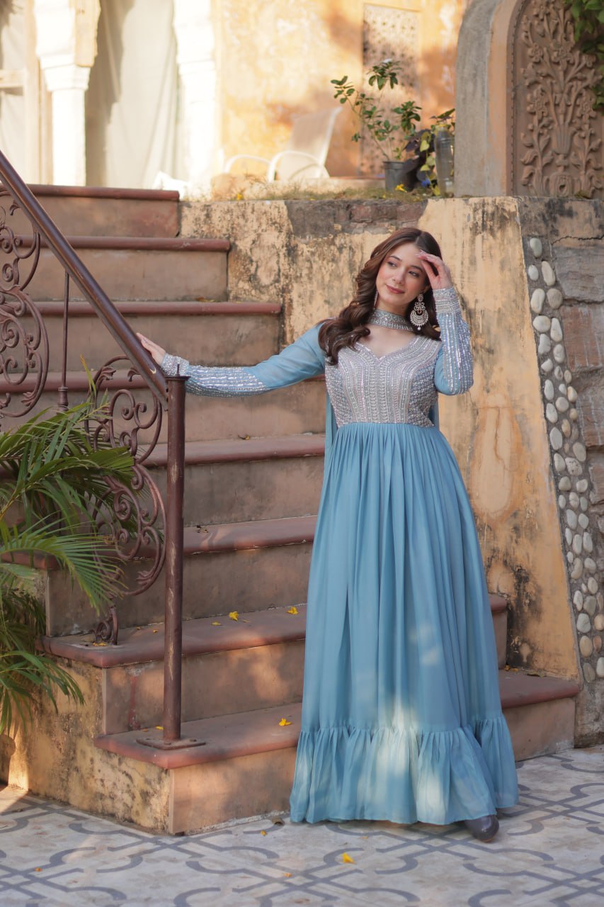 Premium Designer Readymade Gown with Dupatta Set