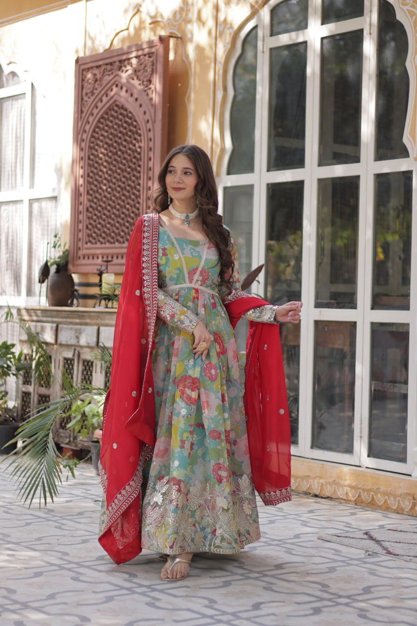 Premium Alia Cut Readymade Gown with Dupatta Set