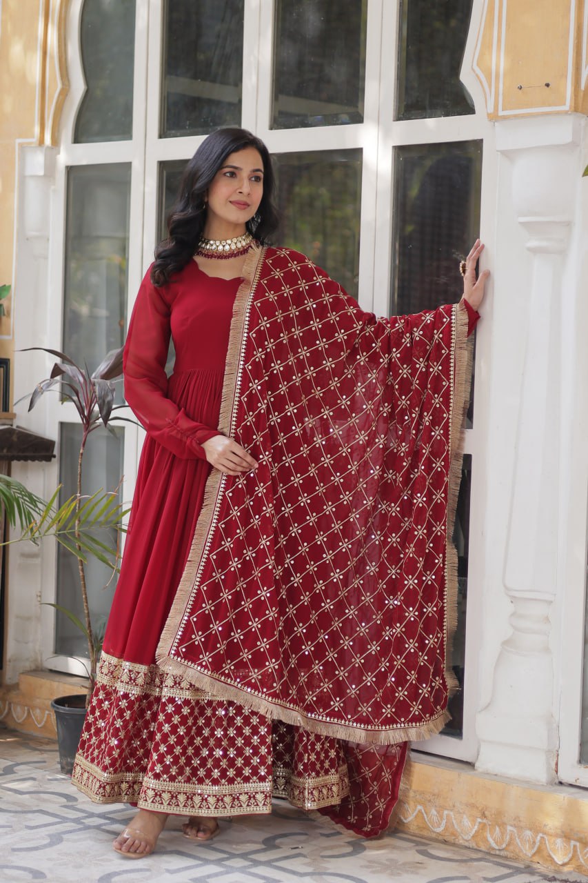 Premium Designer Readymade Gown with Dupatta Set
