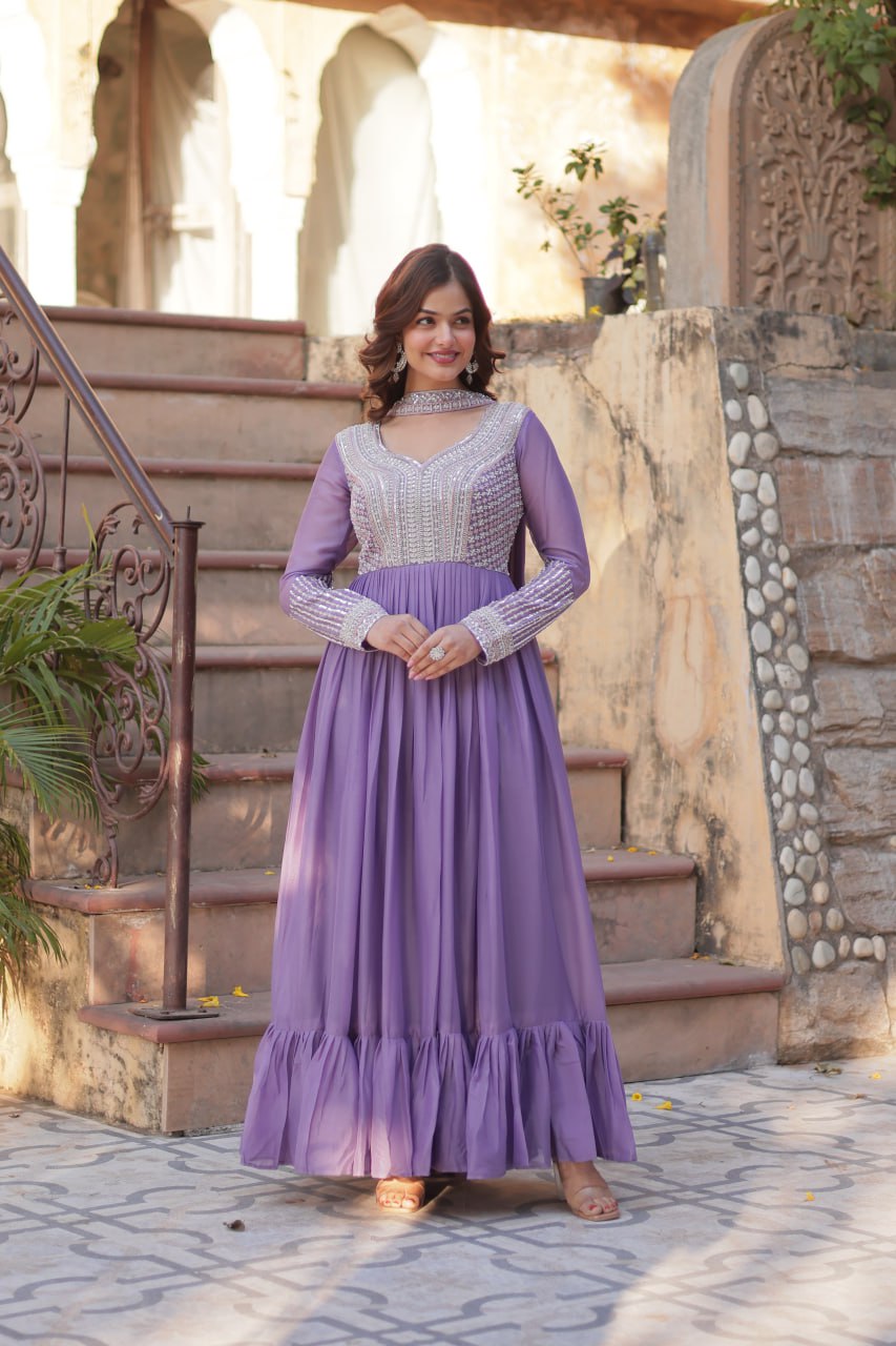 Premium Designer Readymade Gown with Dupatta Set