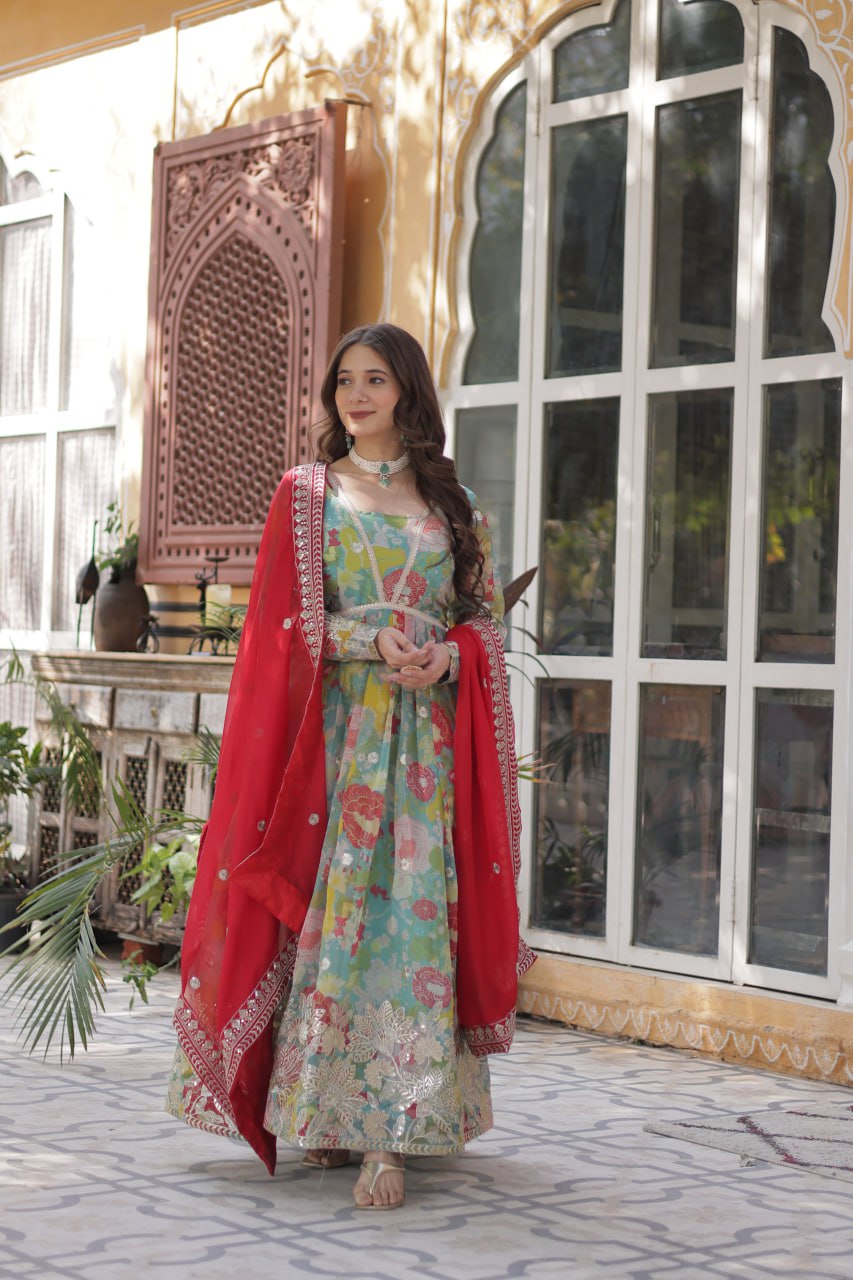 Premium Alia Cut Readymade Gown with Dupatta Set