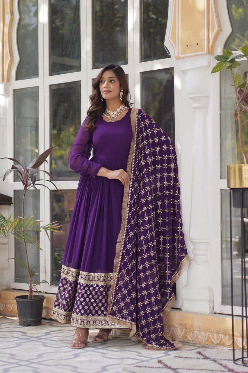 Premium Designer Readymade Gown with Dupatta Set