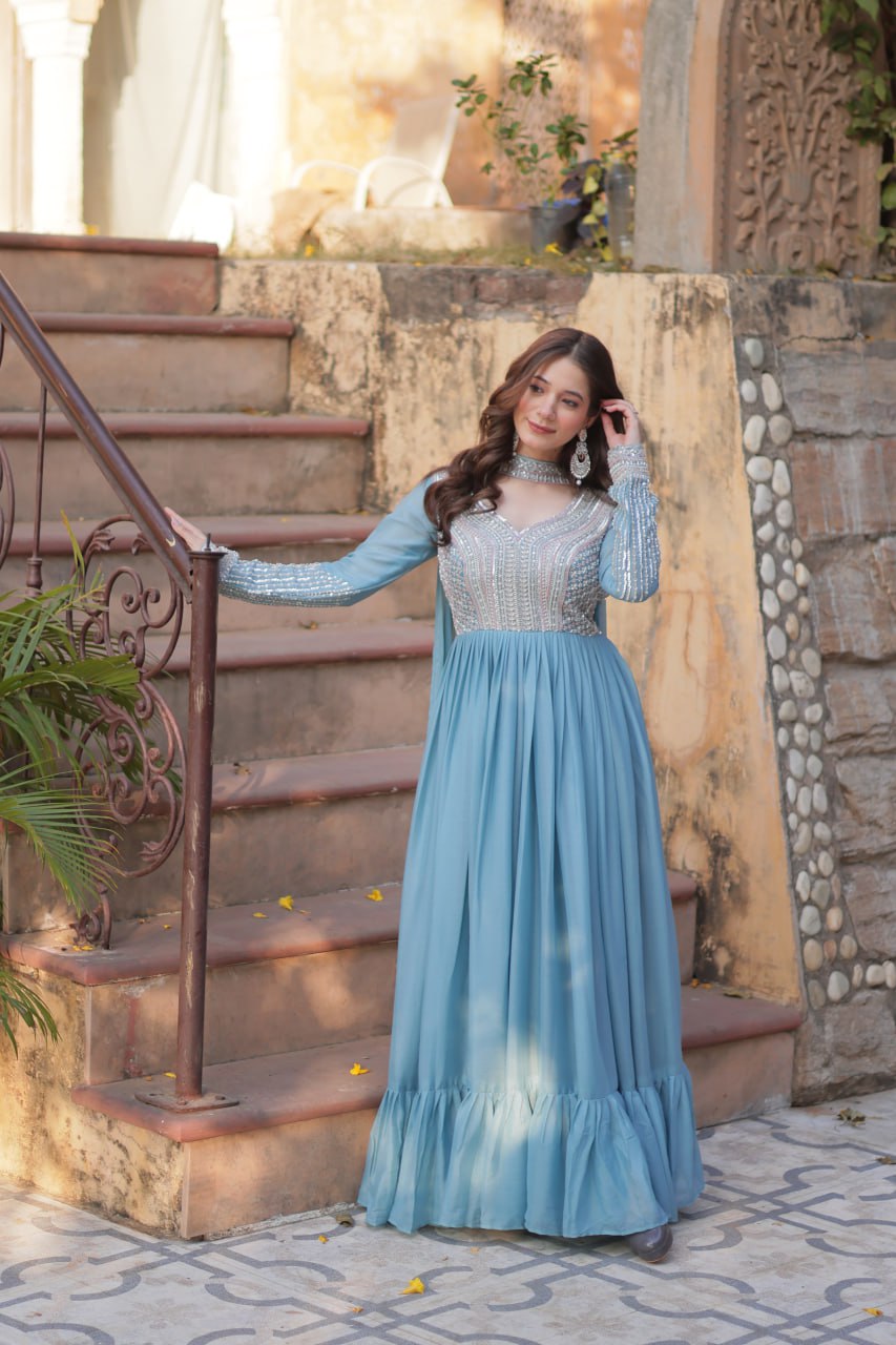 Premium Designer Readymade Gown with Dupatta Set