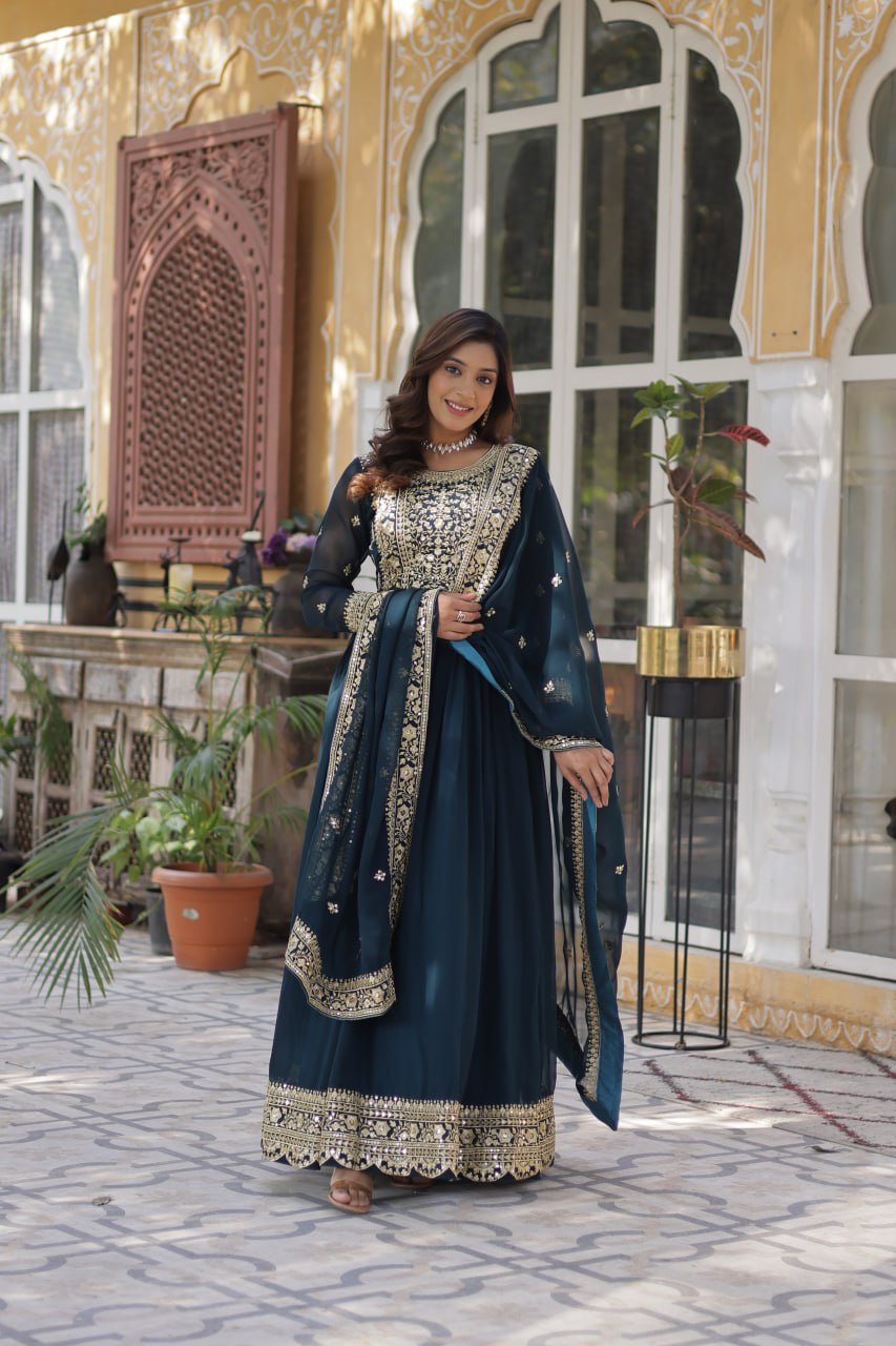 Premium Designer Readymade Gown with Dupatta Set