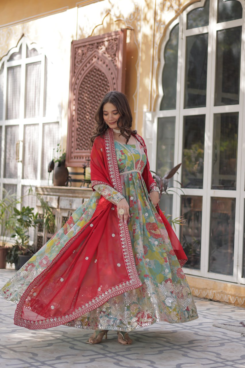 Premium Alia Cut Readymade Gown with Dupatta Set