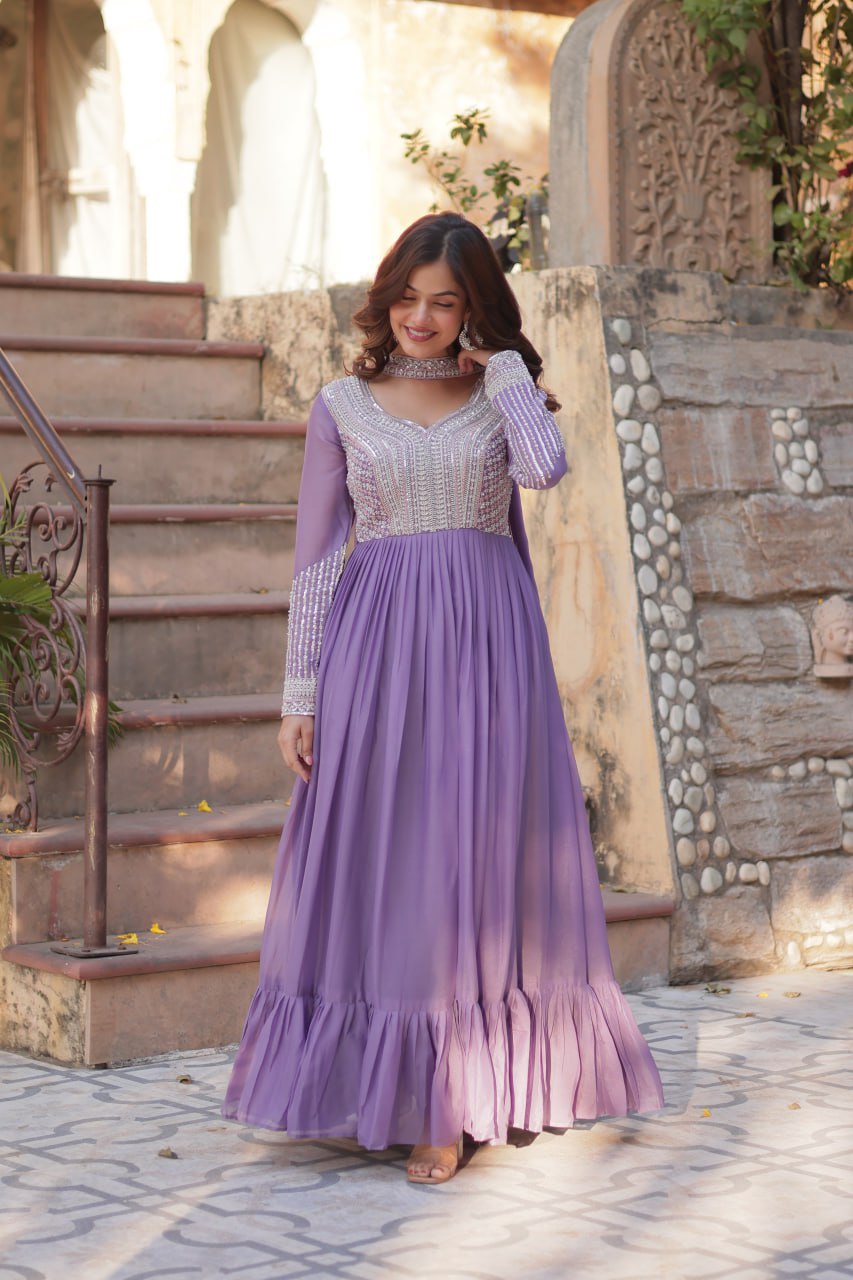 Premium Designer Readymade Gown with Dupatta Set