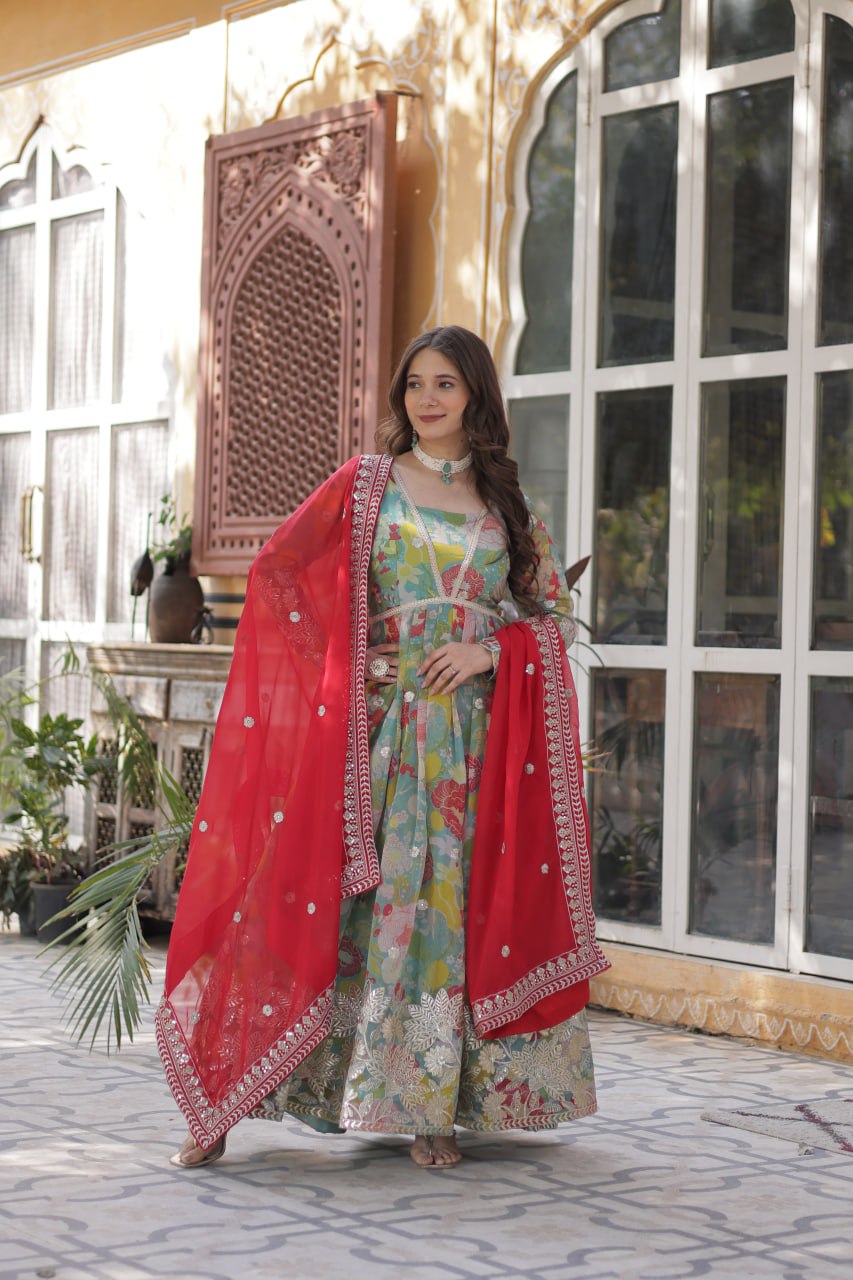 Premium Alia Cut Readymade Gown with Dupatta Set