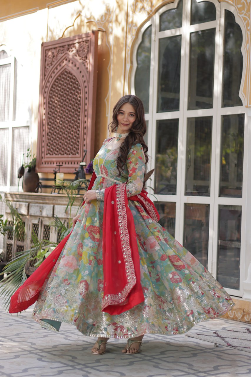 Premium Alia Cut Readymade Gown with Dupatta Set
