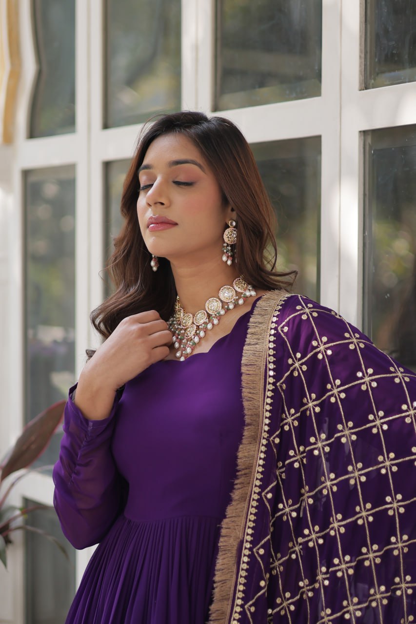 Premium Designer Readymade Gown with Dupatta Set