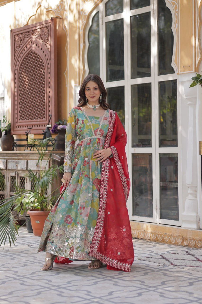 Premium Alia Cut Readymade Gown with Dupatta Set