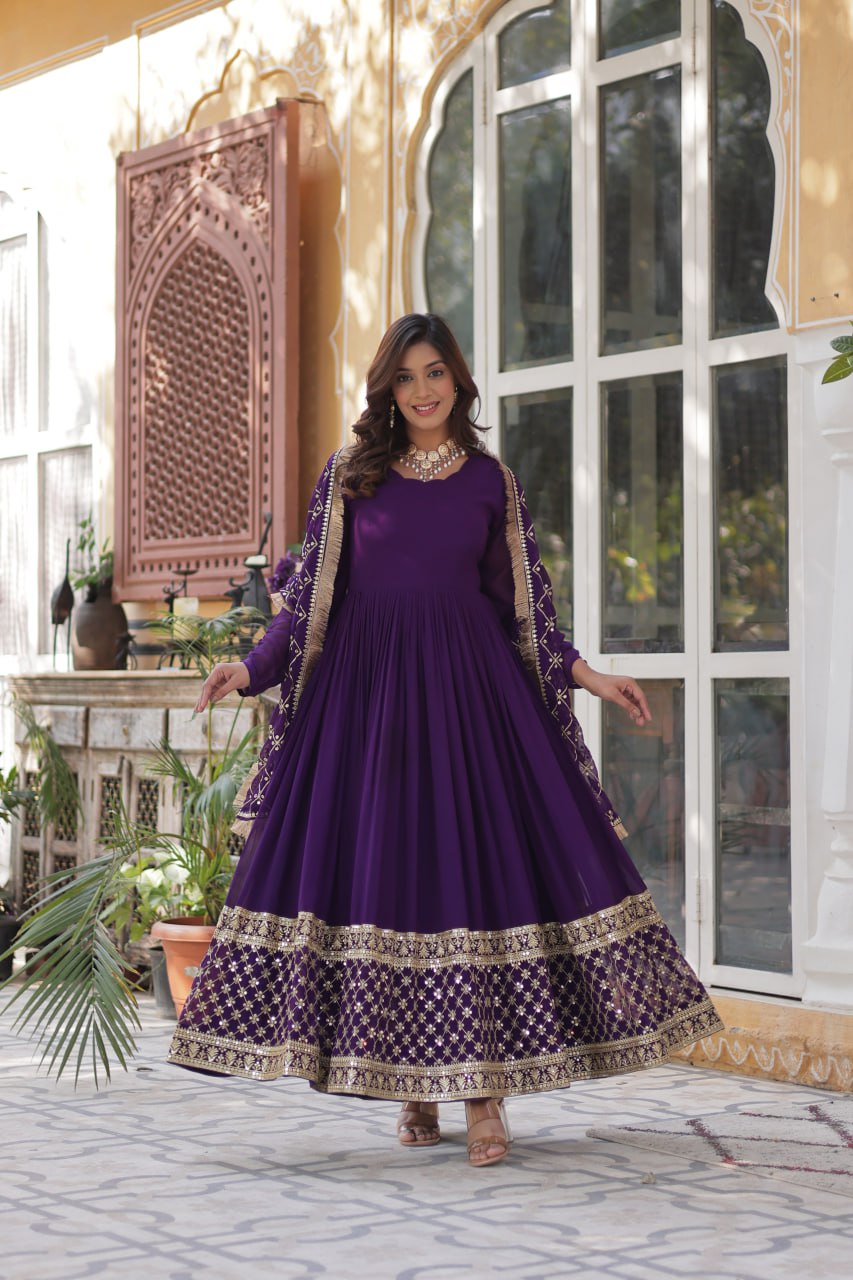 Premium Designer Readymade Gown with Dupatta Set