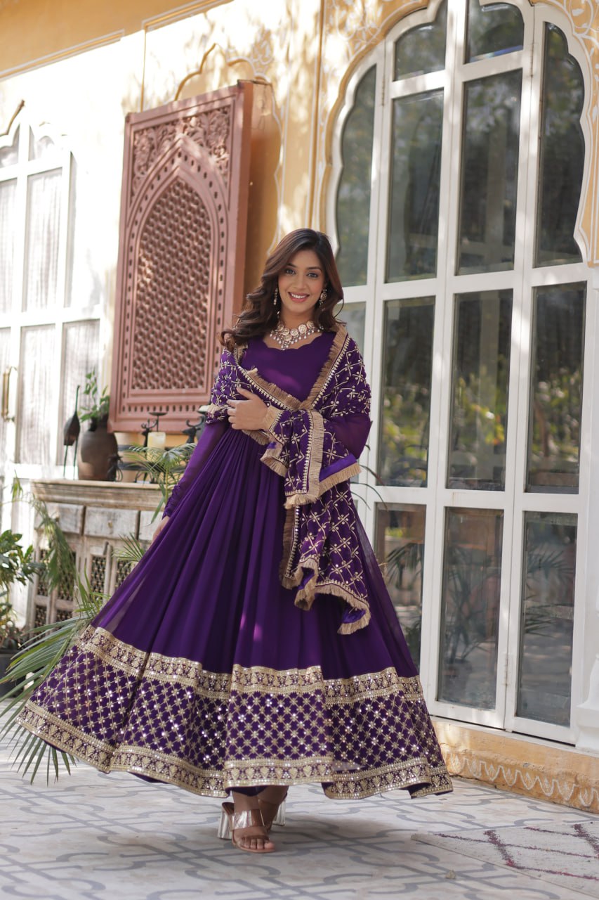 Premium Designer Readymade Gown with Dupatta Set