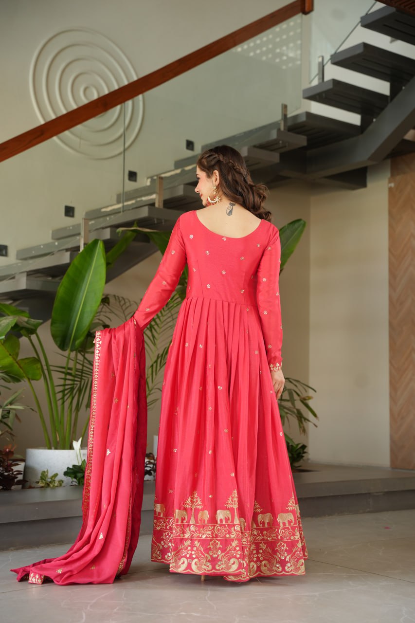 Premium Designer Readymade Gown with Dupatta Set